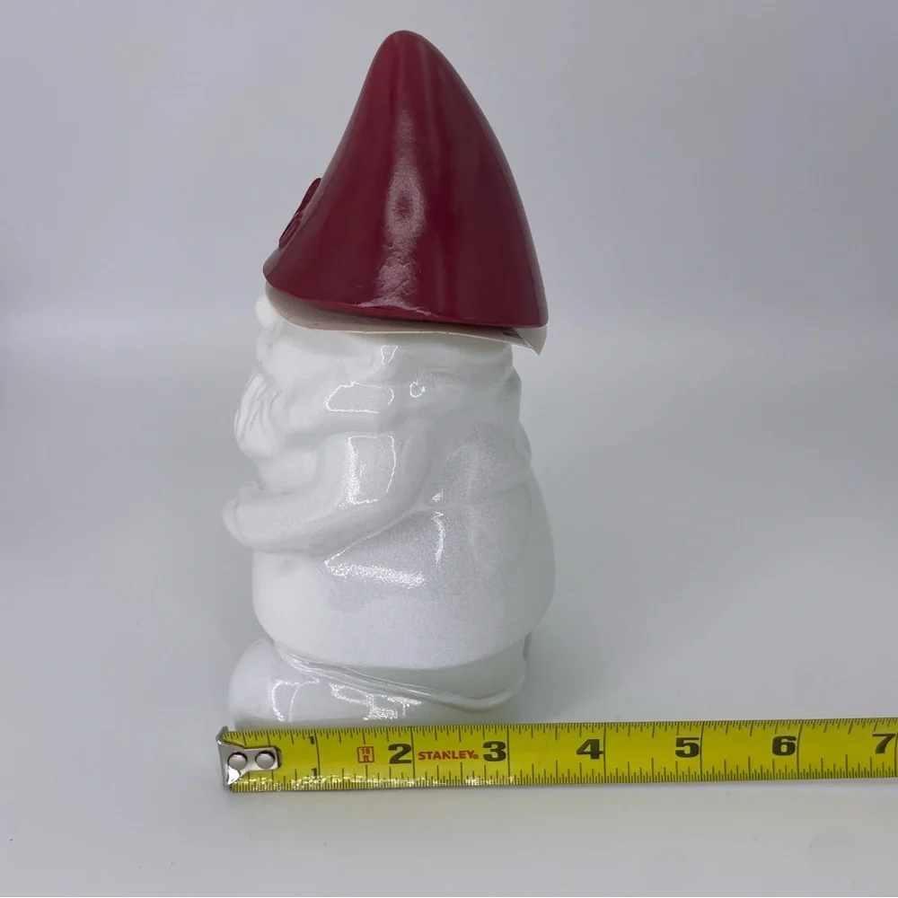 TIKI ceramic White and Red Gnome Oil Lantern Tabletop 7.5”
